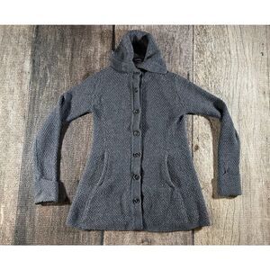 Patagonia Women's Small Grey Merino Wool Sweater Coat Knit Chunky Button